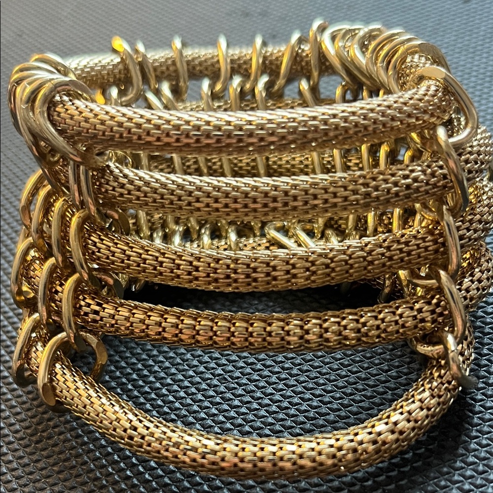 Gold Weave Chain Mail Statement Bracelet - Picture 5 of 5